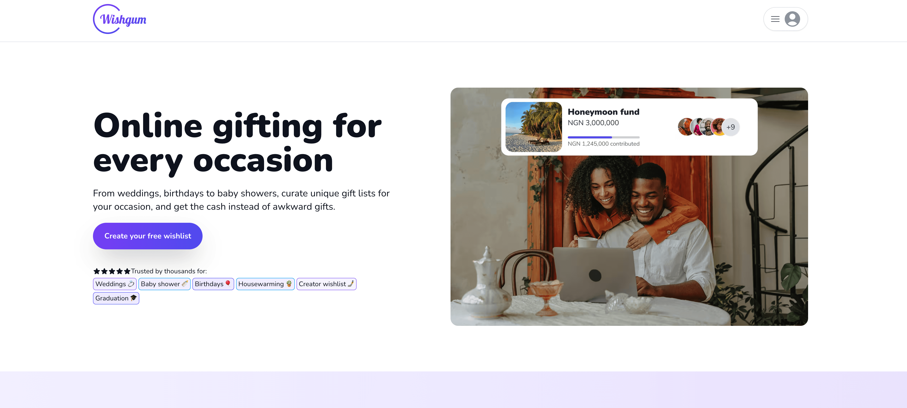 Wishgum platform interface